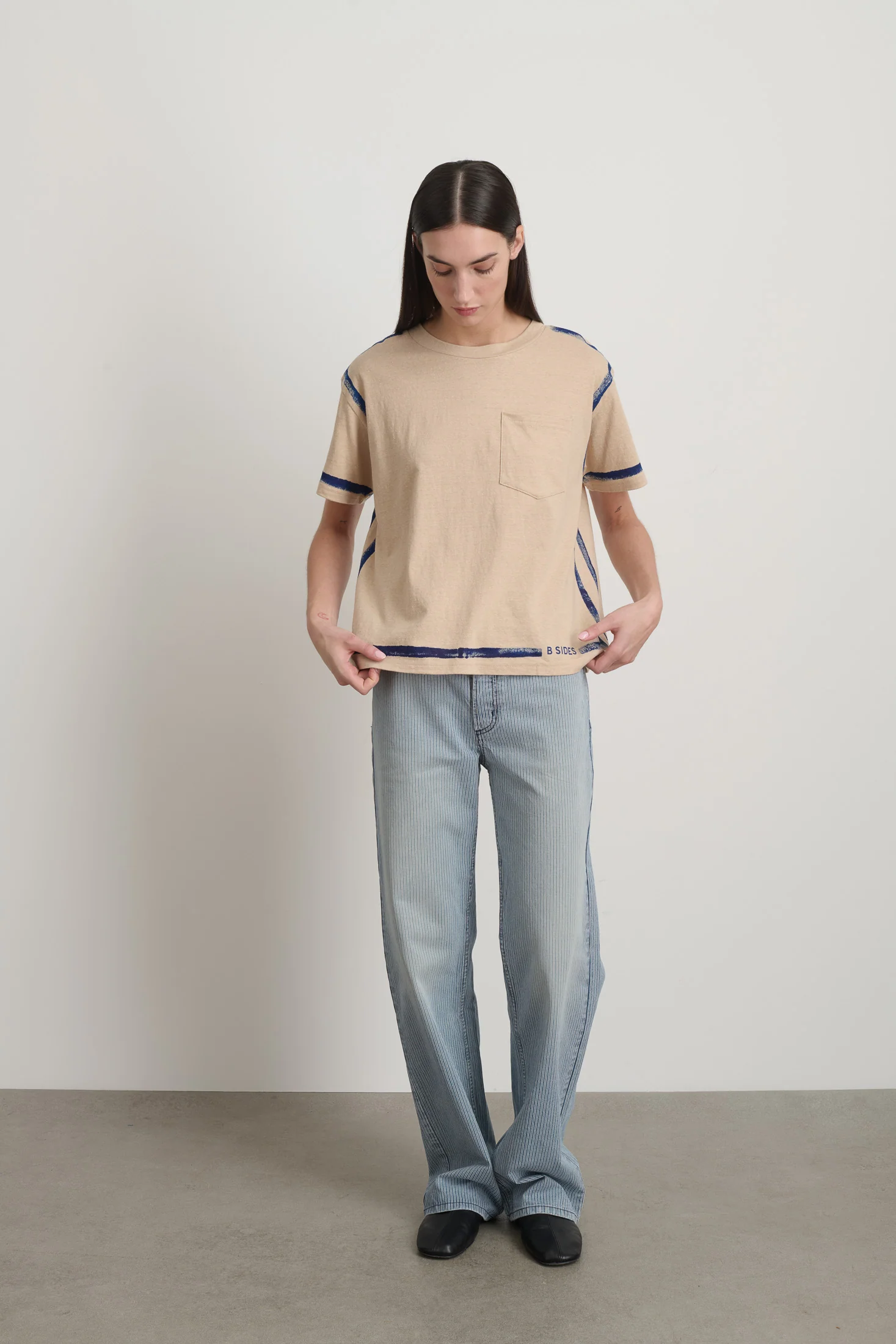 Atlas Pocket Tee Peach/Blue Stripe - Image 3