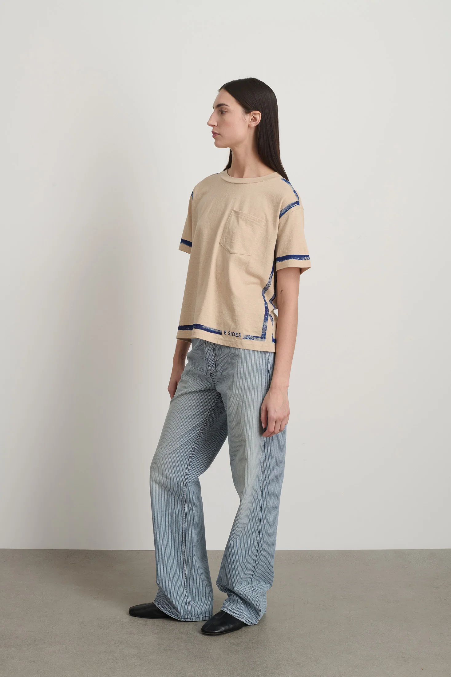 Atlas Pocket Tee Peach/Blue Stripe - Image 4