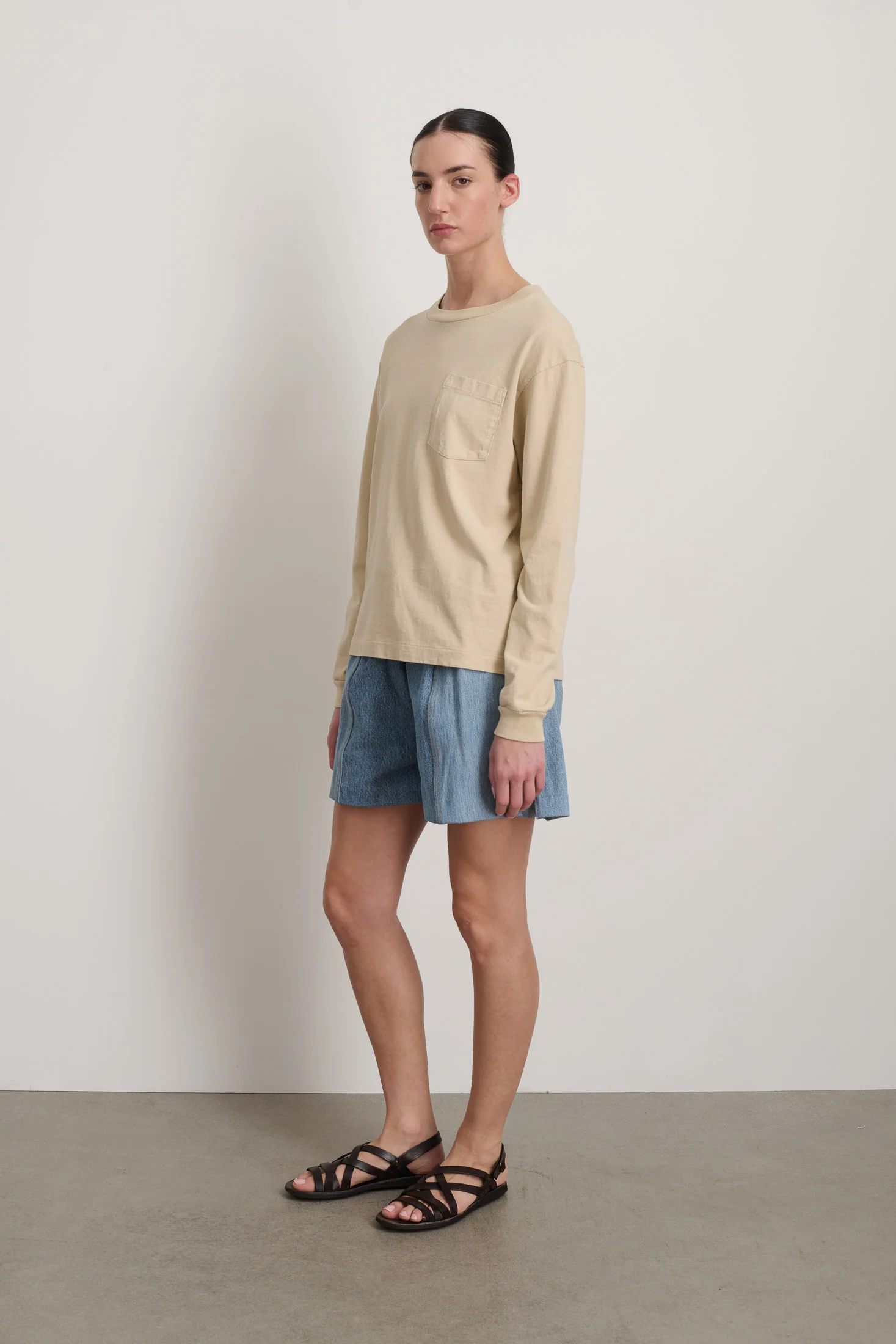 B Sides Long Sleeve Pocket T-Shirt Tan - Image 2