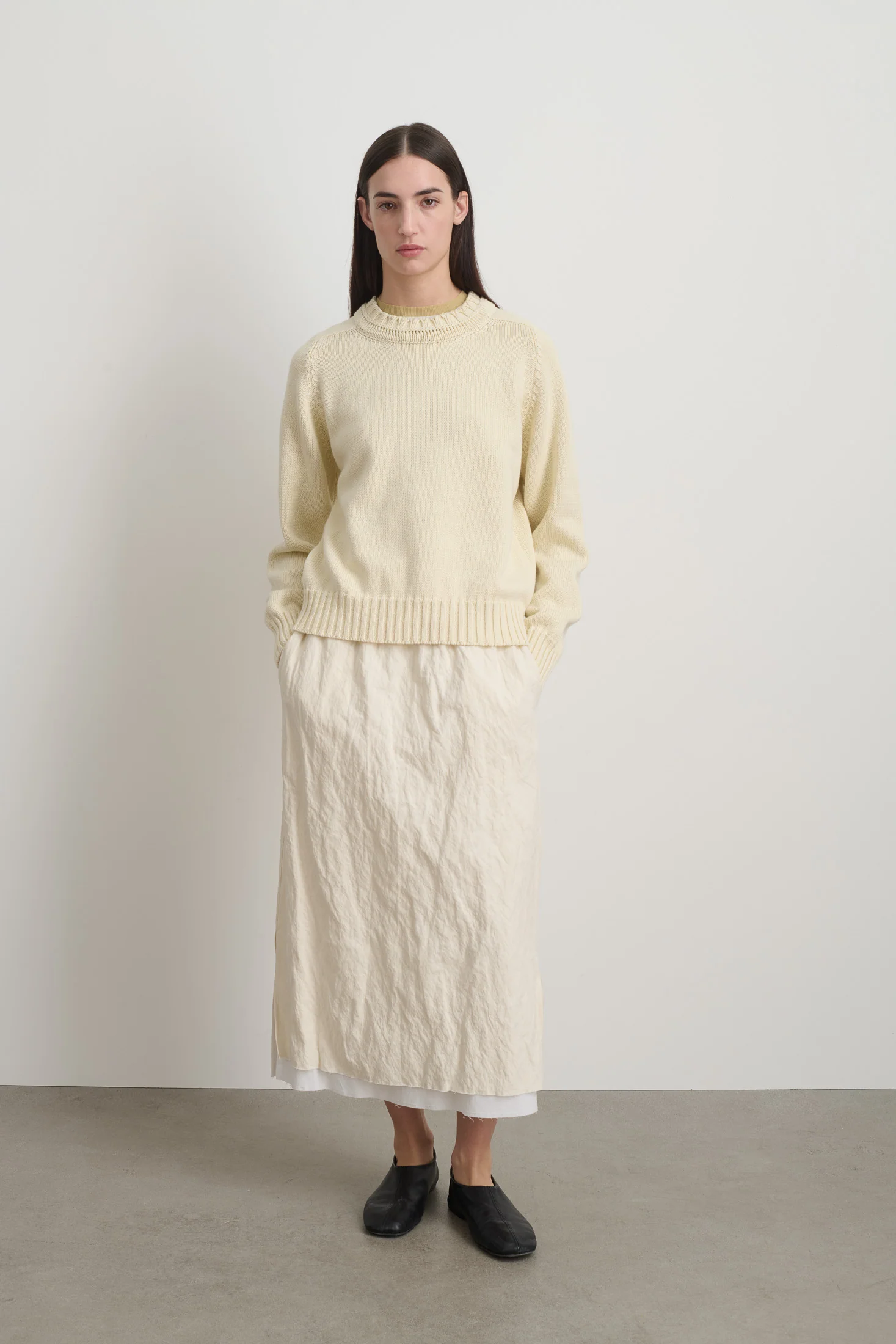 Basket Weave Crewneck Oyster - Image 3