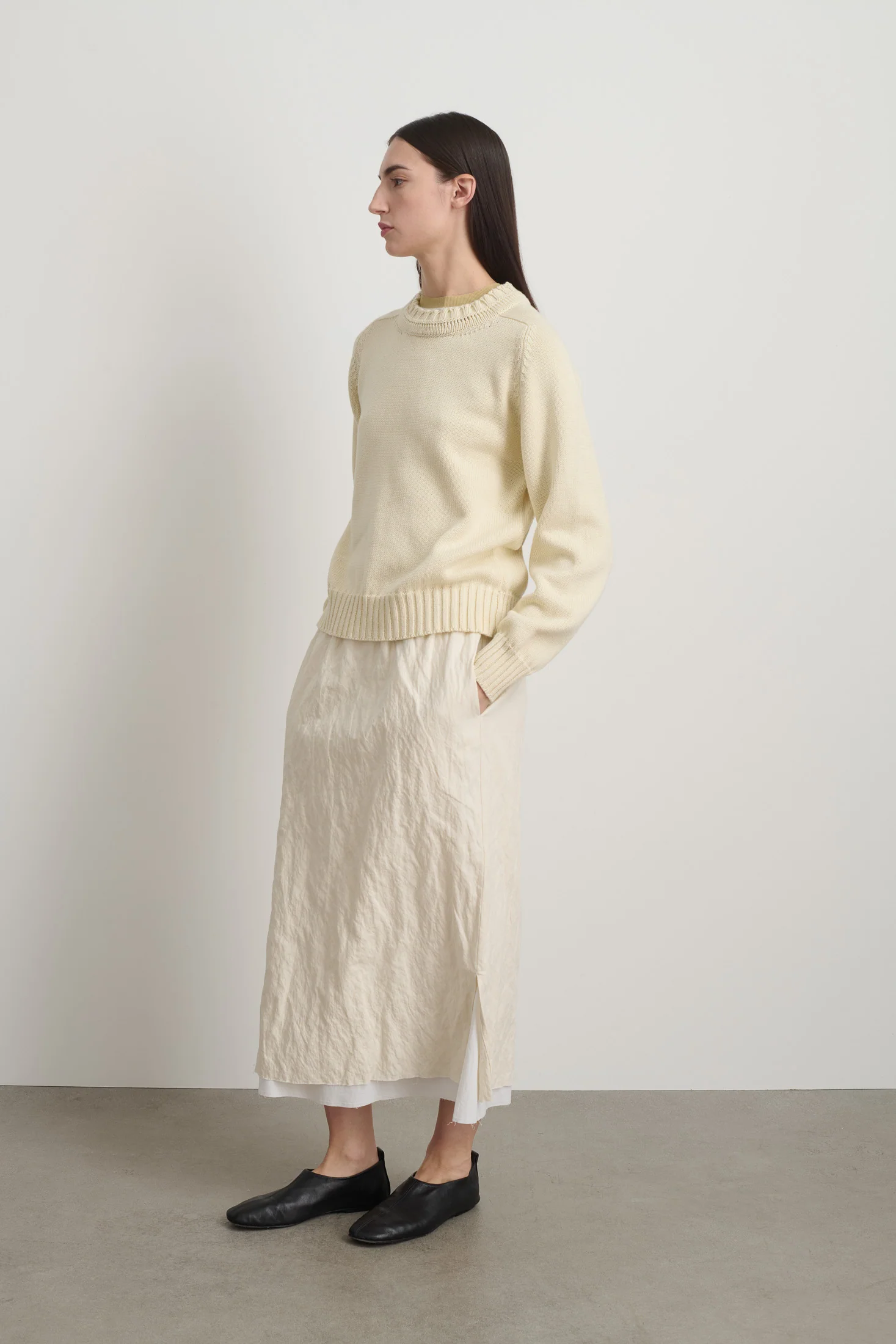 Basket Weave Crewneck Oyster - Image 4