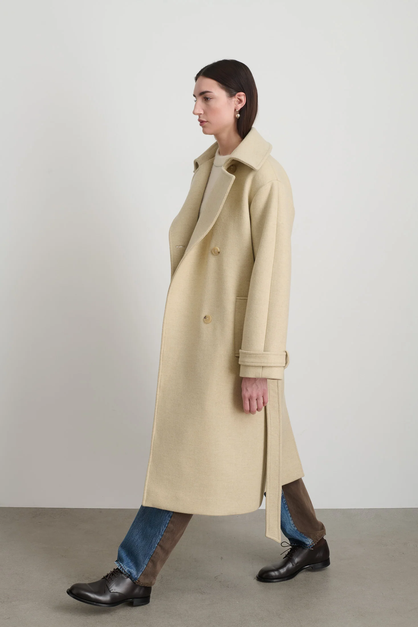 Brie Wool Coat Alabaster Melton - Image 3