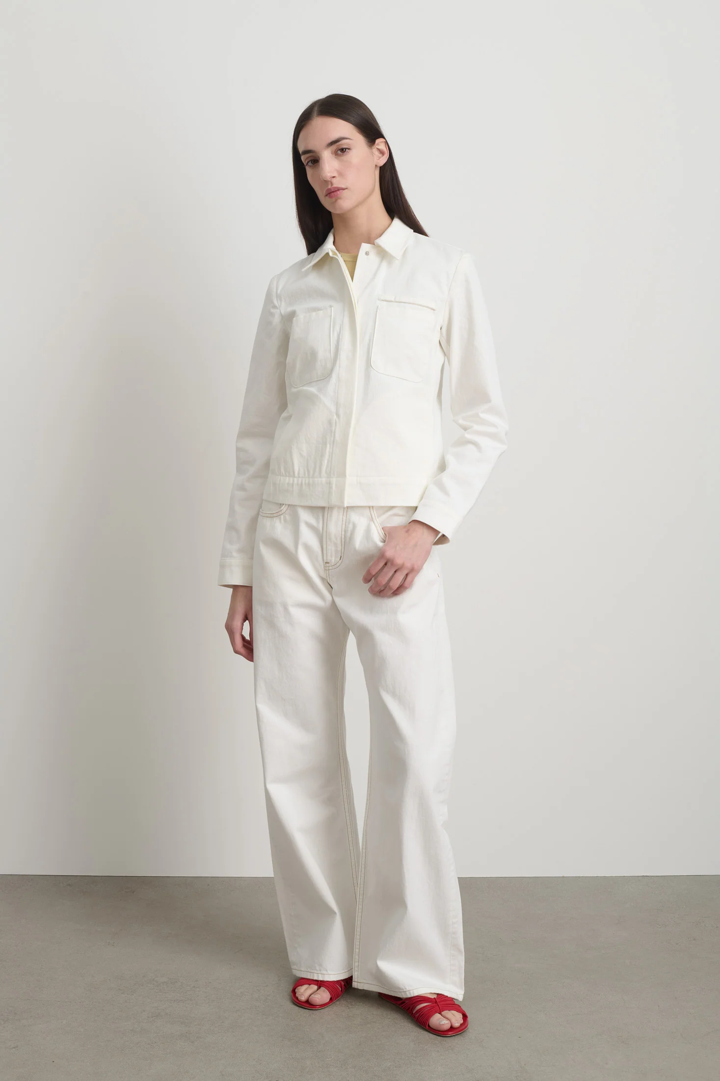 Denim Shirt Jacket Chalk White - Image 3
