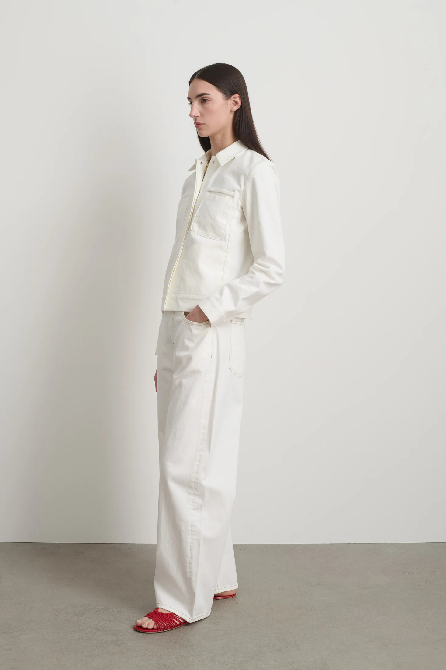 Denim Shirt Jacket Chalk White - Image 4