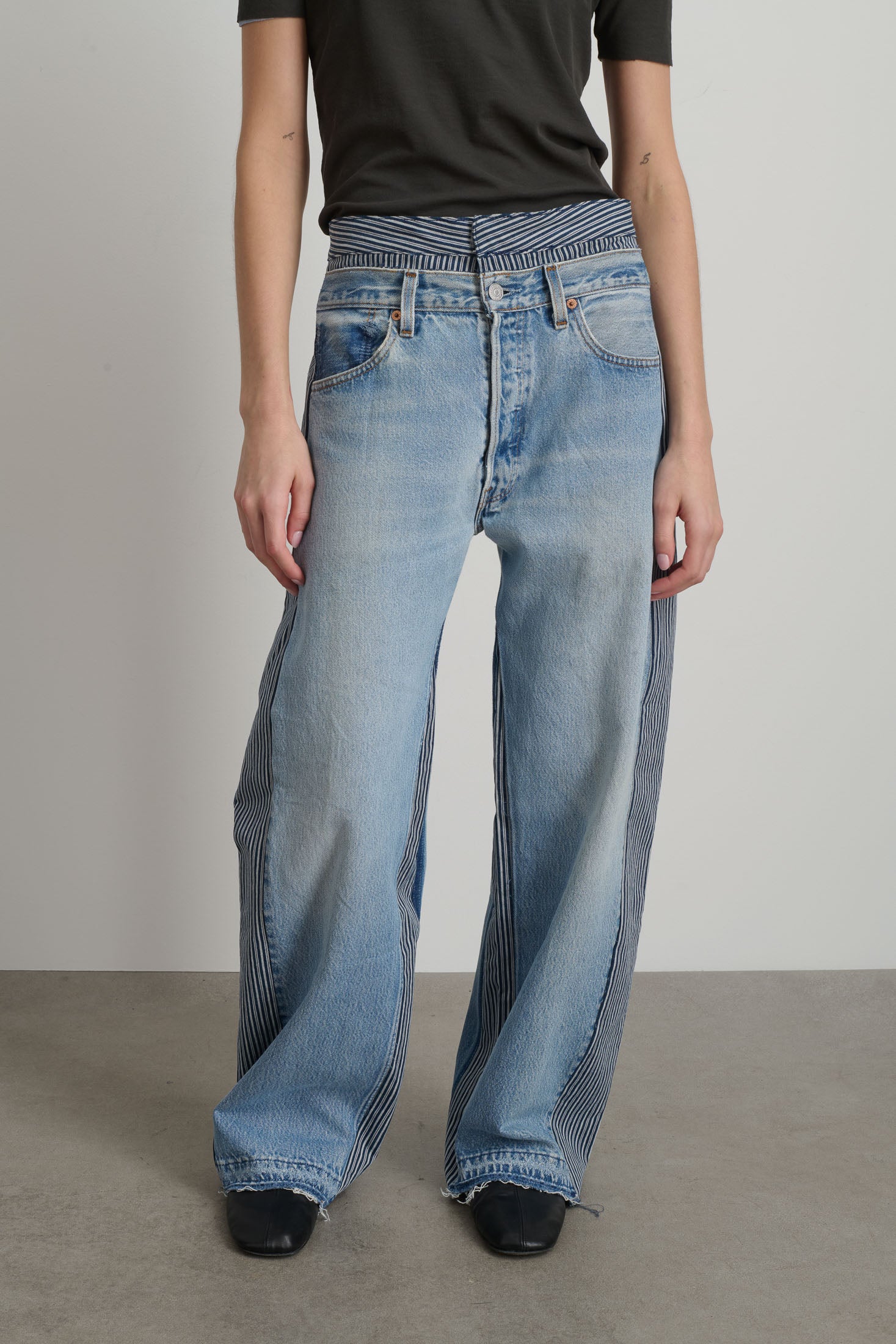 Double Waistband Rework Vintage Indigo / Stripe - Image 5