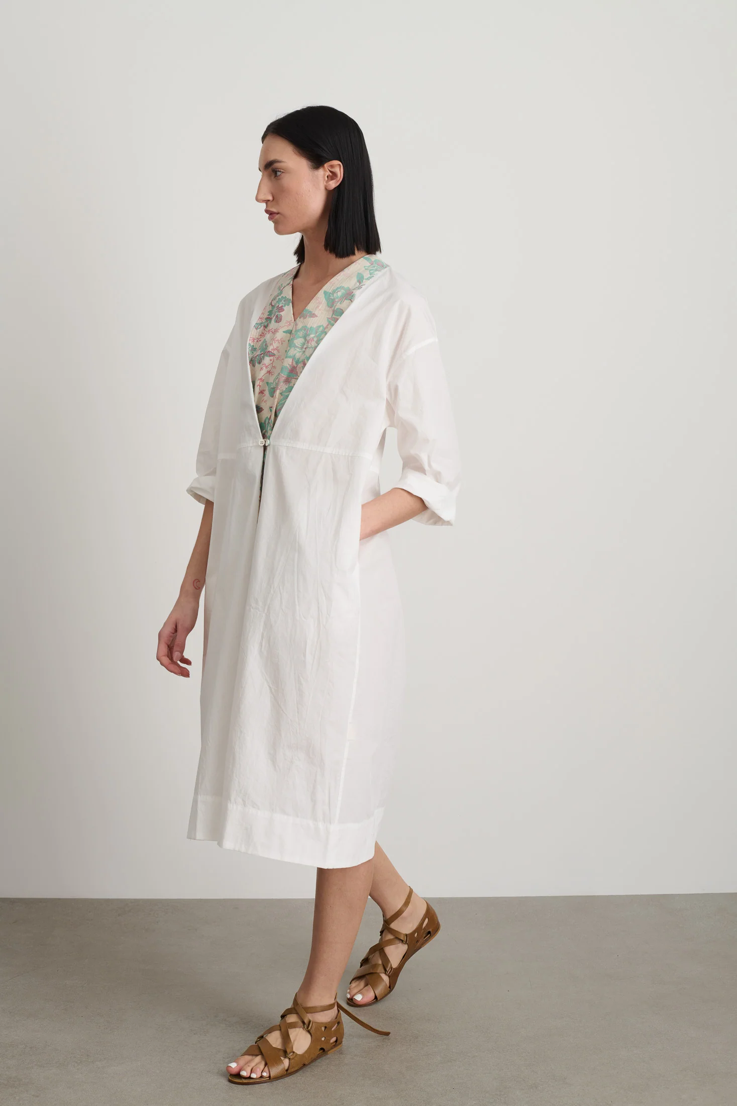 Elda Dress White Poplin Found Floral Patchwork - Image 5