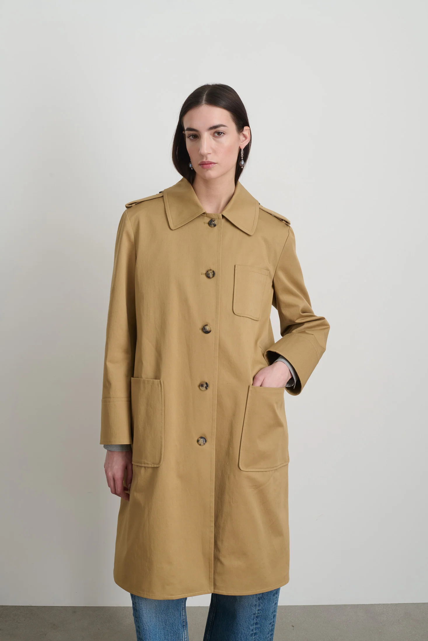 Hesse Cotton Twill Trench Camel - Image 4