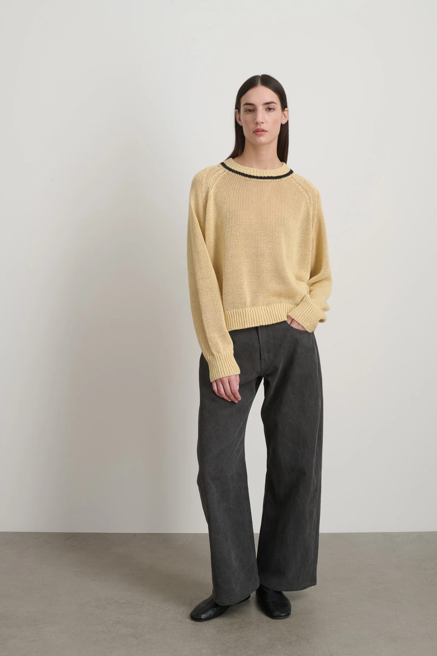 Lind Ringer Crewneck Wheat/Black Linen - Image 3