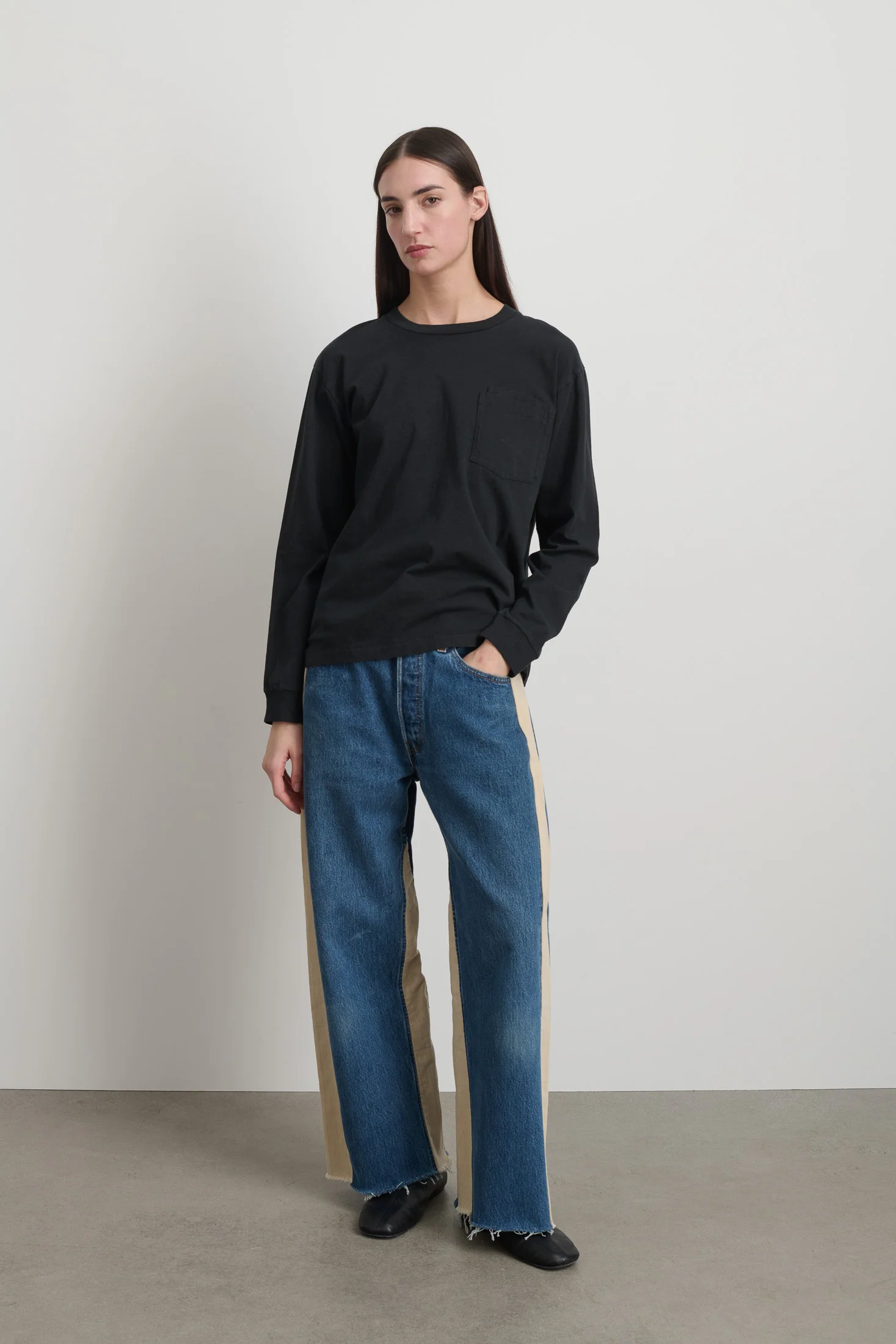 Long Sleeve Double Pocket Faded Black Overdye - Image 3
