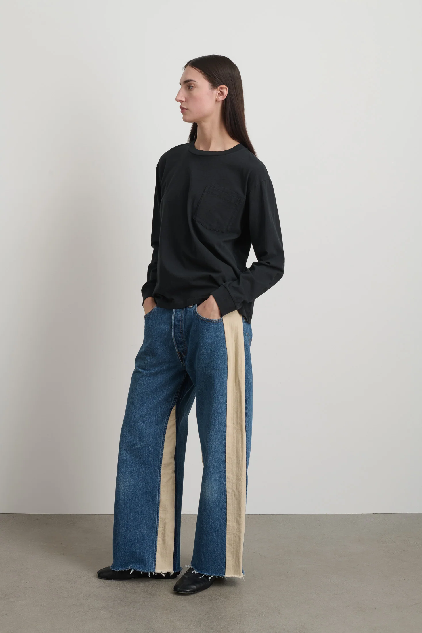 Long Sleeve Double Pocket Faded Black Overdye - Image 4