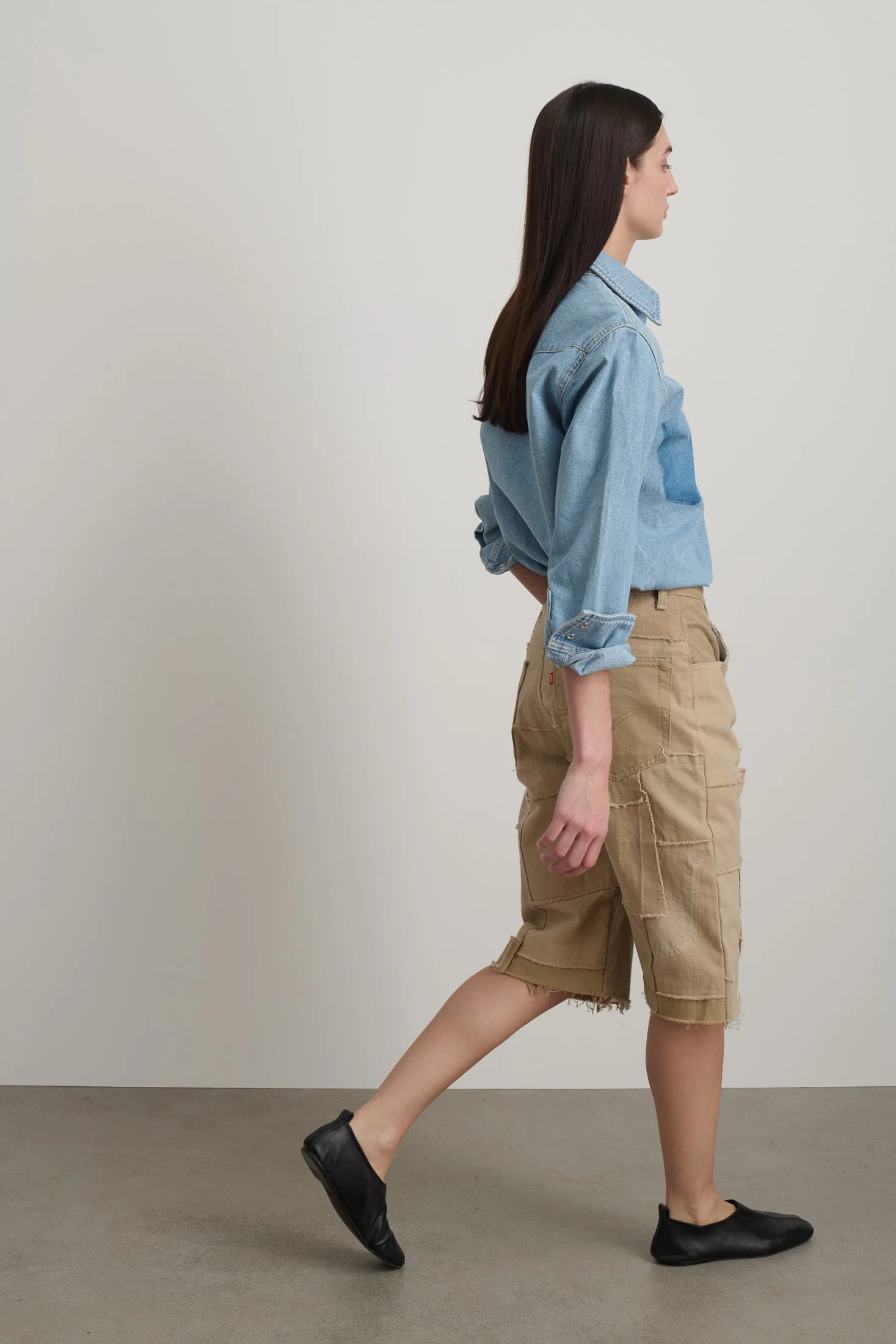 Madras Short Rework Vintage Khaki - Image 4
