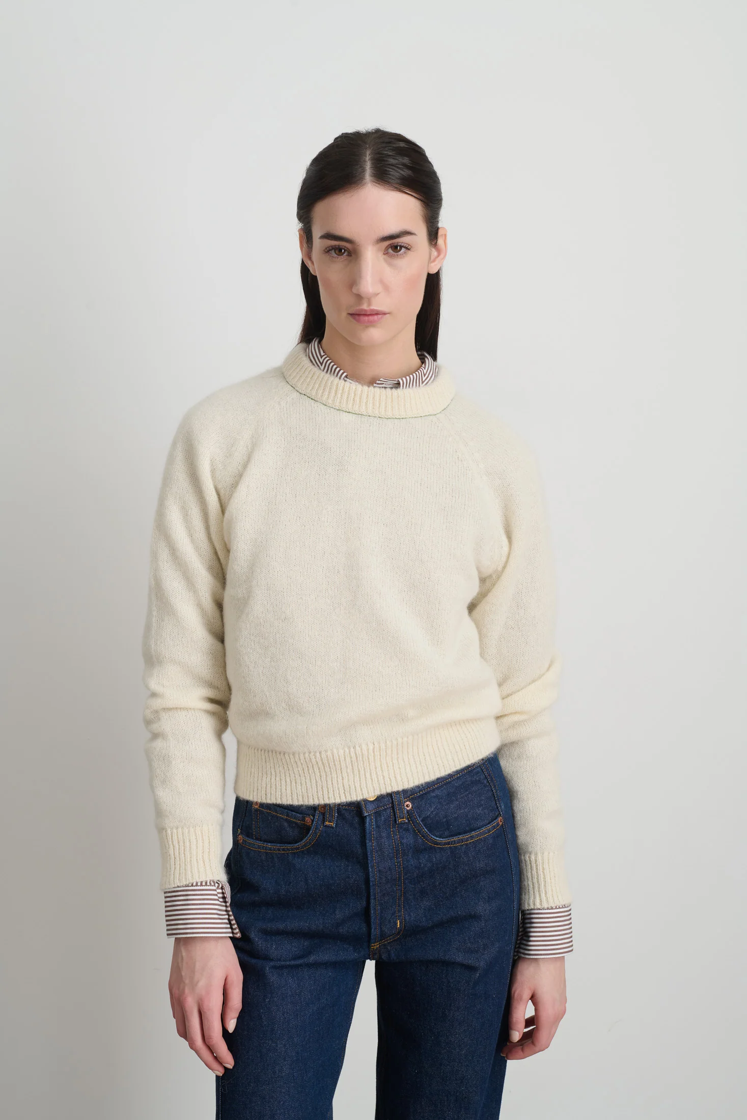 Mohair Sweatshirt Alabaster with Kelly Embroidery - Image 4