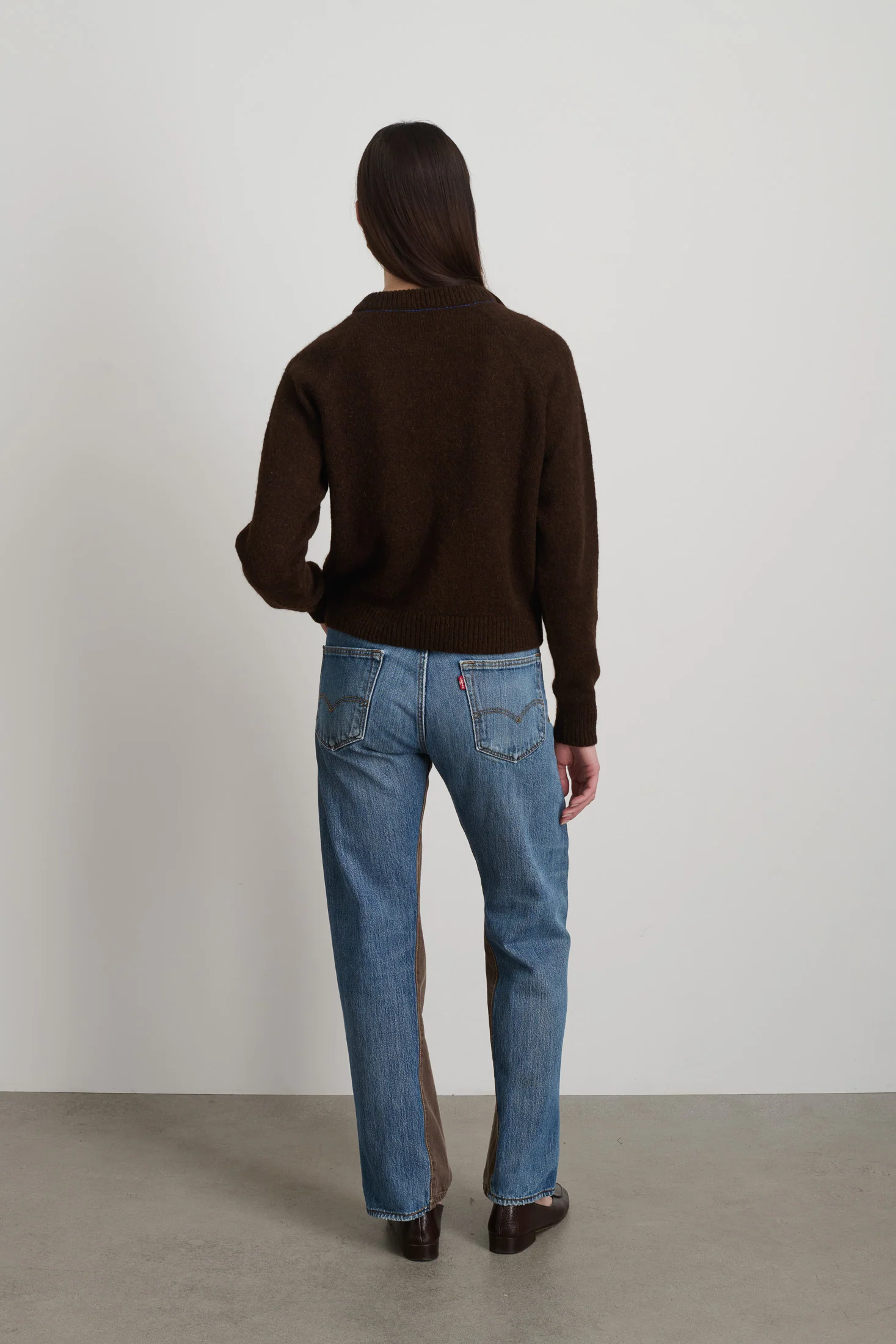 Mohair Sweatshirt Brown with Cobalt Embroidery - Image 3