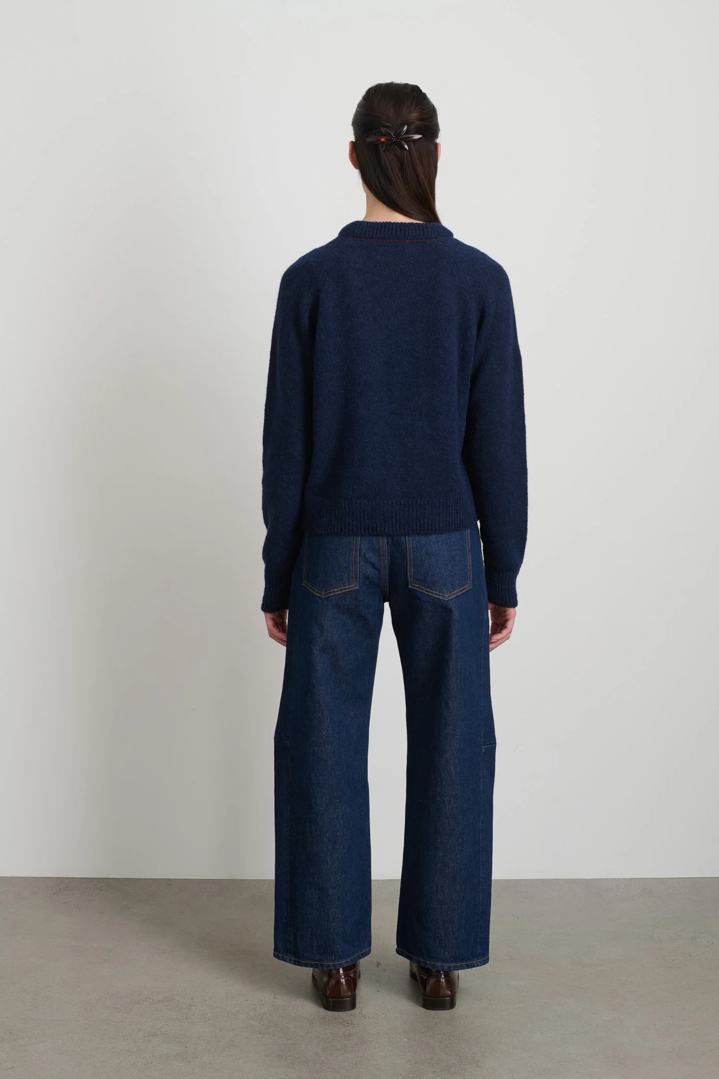 Mohair Sweatshirt Marine with Red Embroidery - Image 3