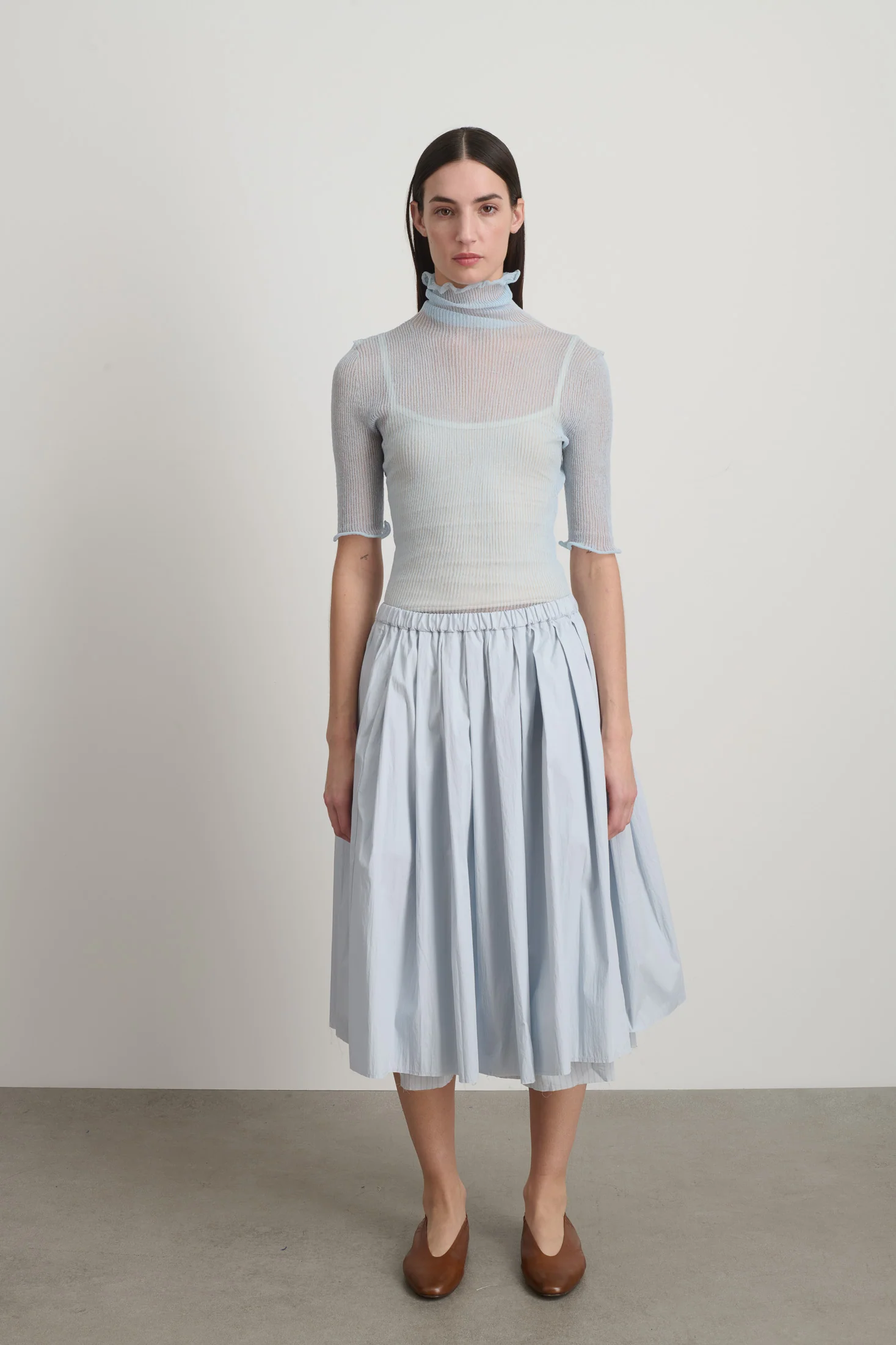 Pleated Skirt Lt Blue/Lt Blue Stripe