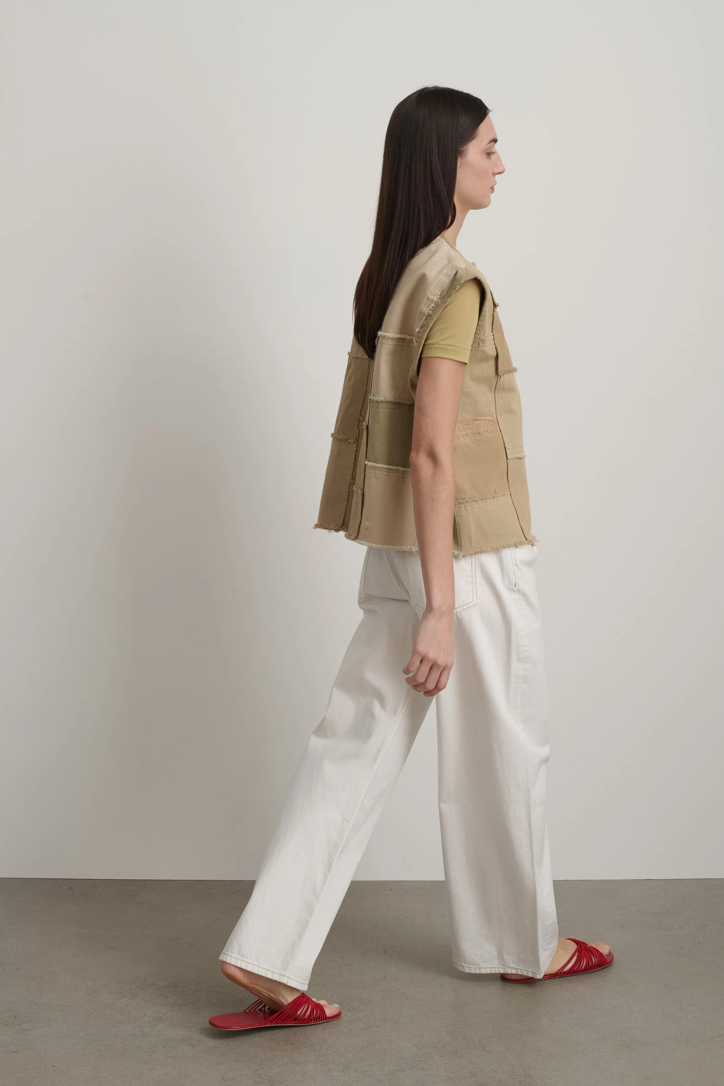 Rework Madras Vest Vintage Khaki - Image 4