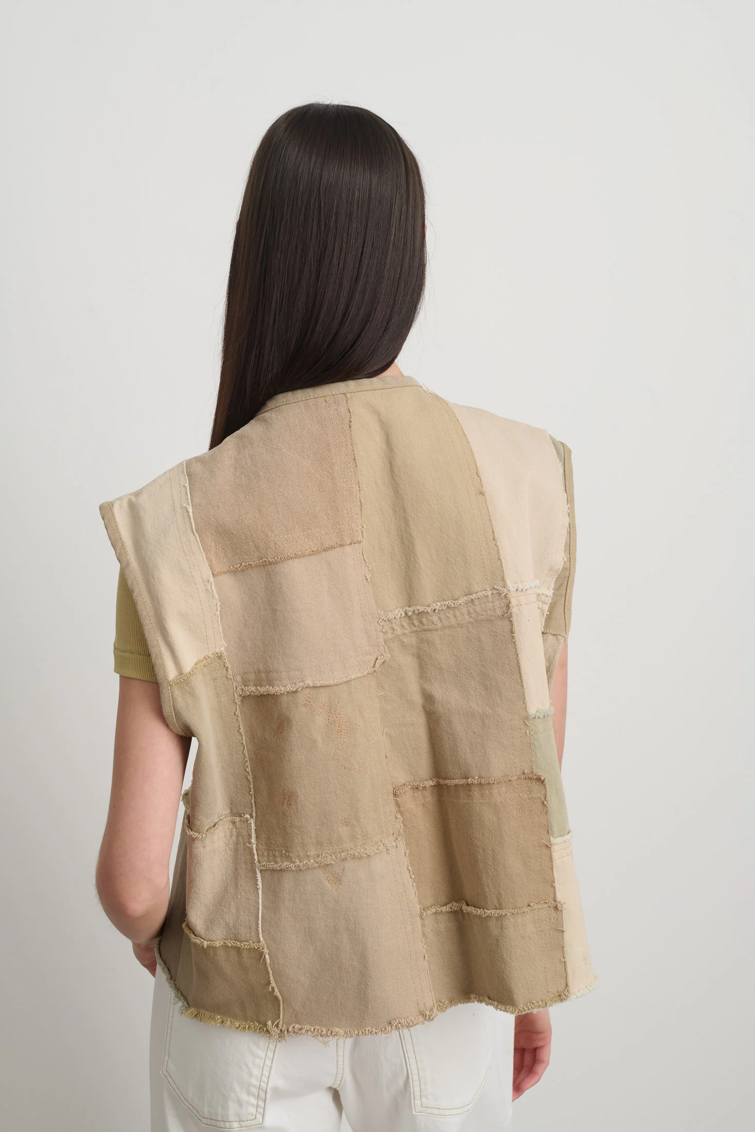 Rework Madras Vest Vintage Khaki - Image 6