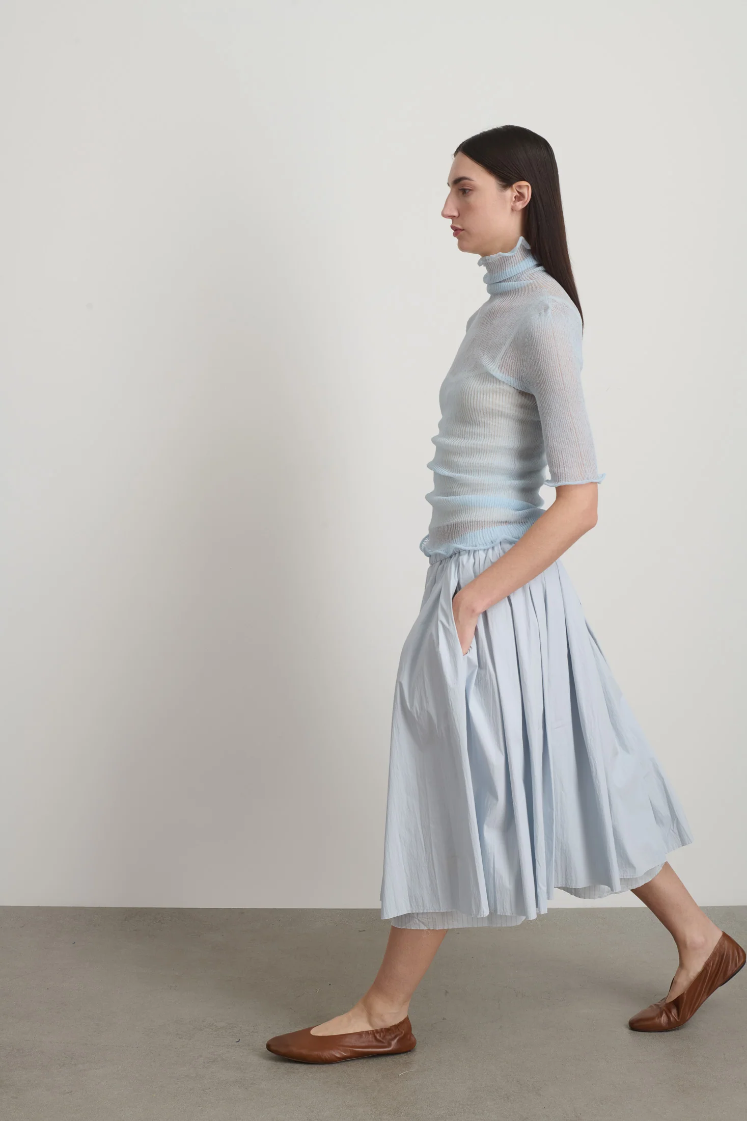 Sheer Turtleneck Pale Blue - Image 6
