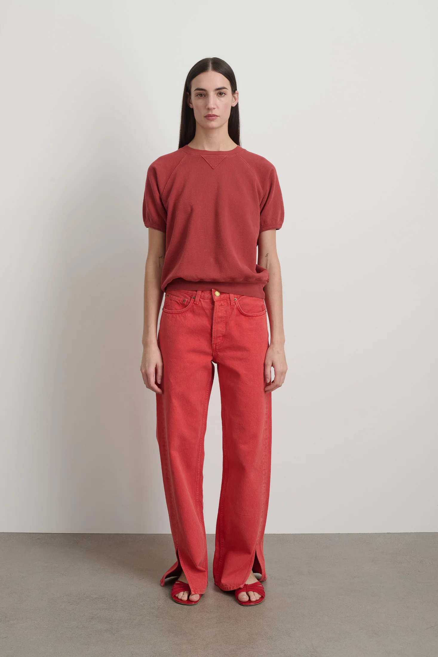 Short Sleeve Sweatshirt Faded Tomato Overdye - Image 3