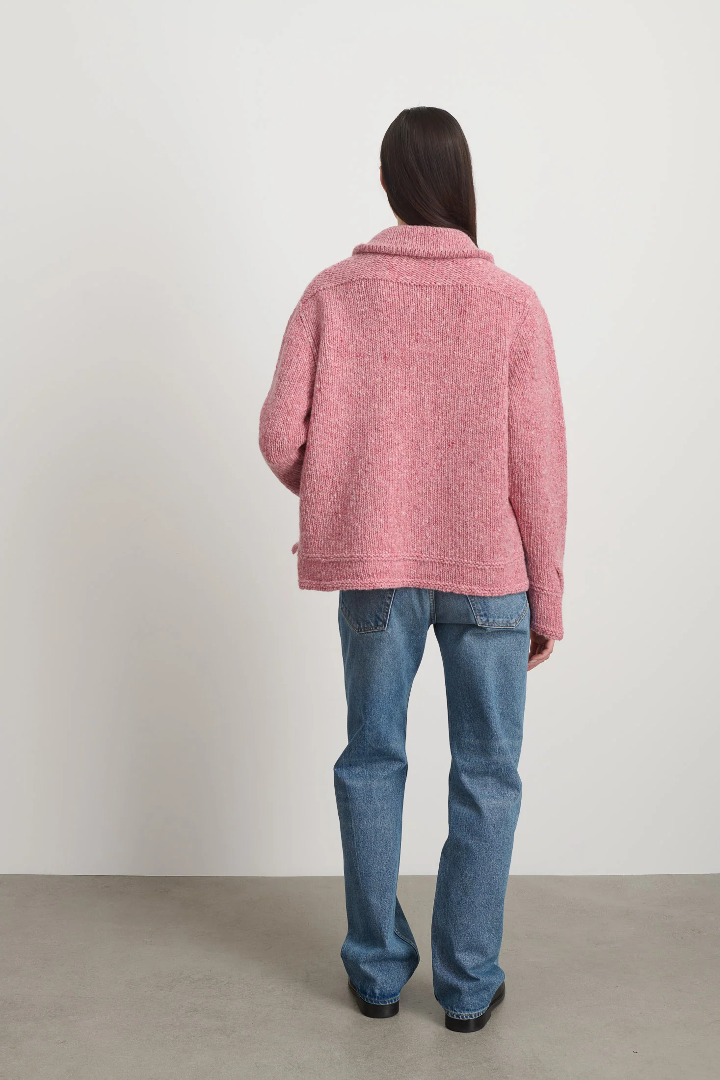 Zip Knit Jacket Cameo Pink Donegal - Image 6