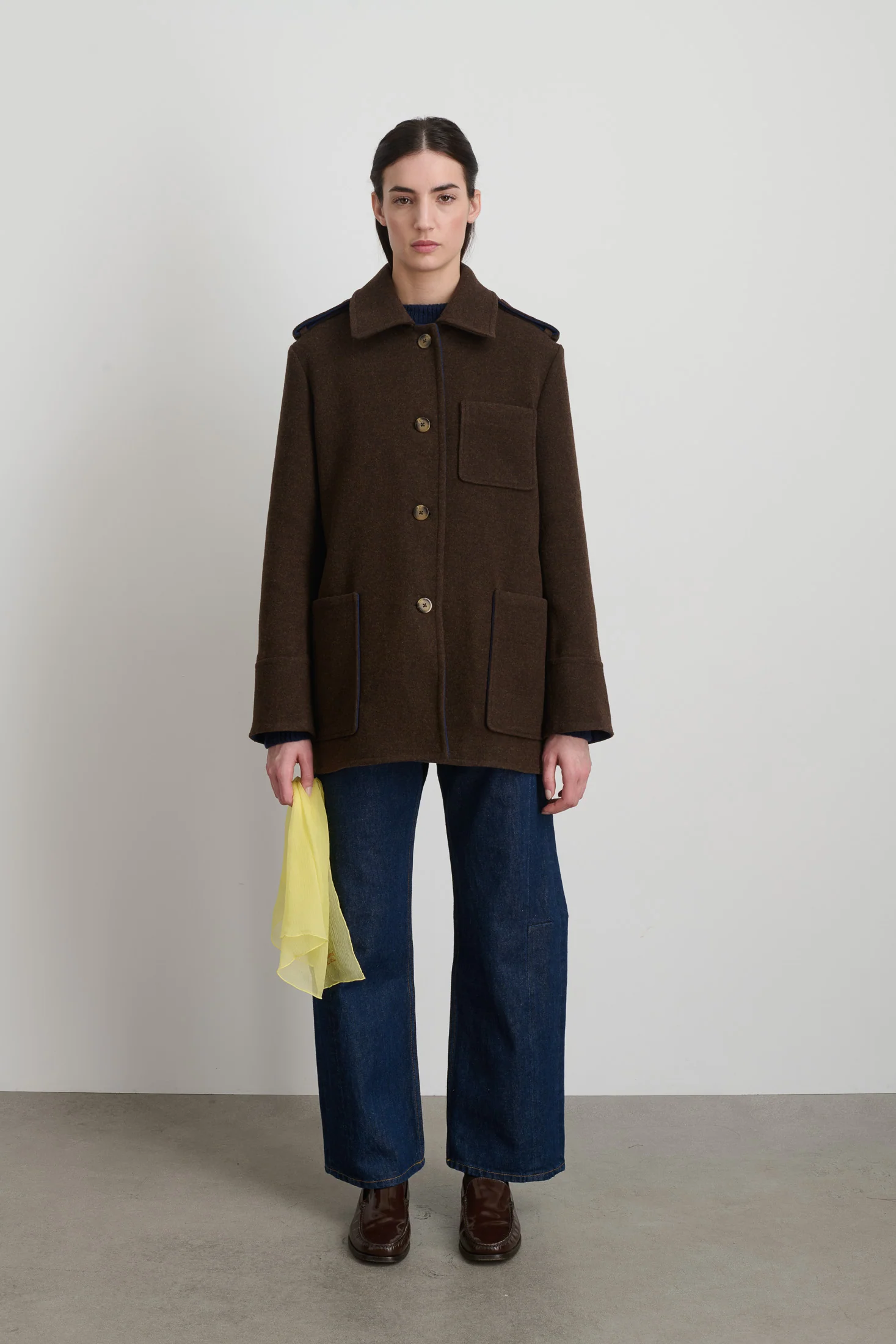 Tonne Wool Coat Marine/Brown Doubleface - Image 5