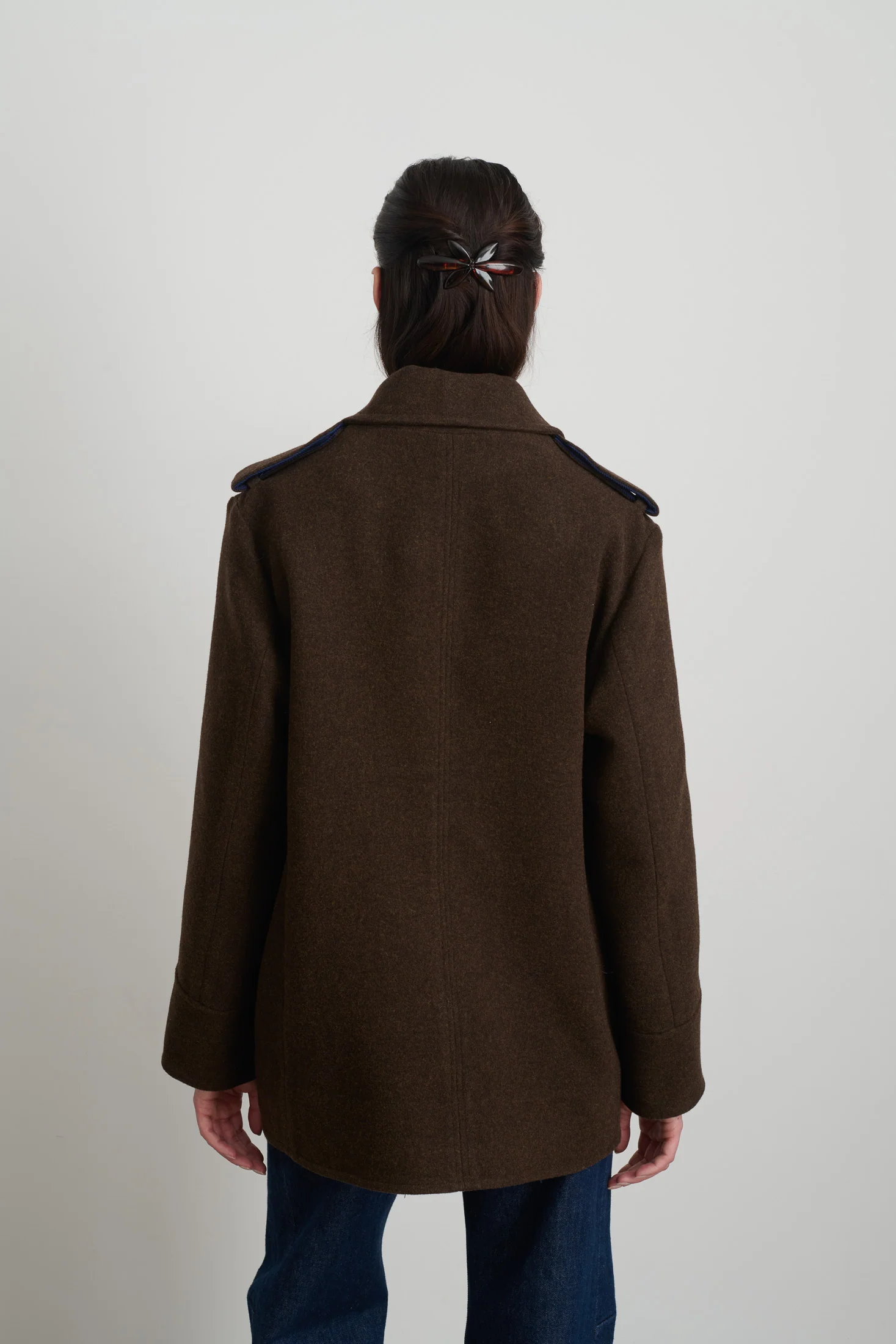 Tonne Wool Coat Marine/Brown Doubleface - Image 6