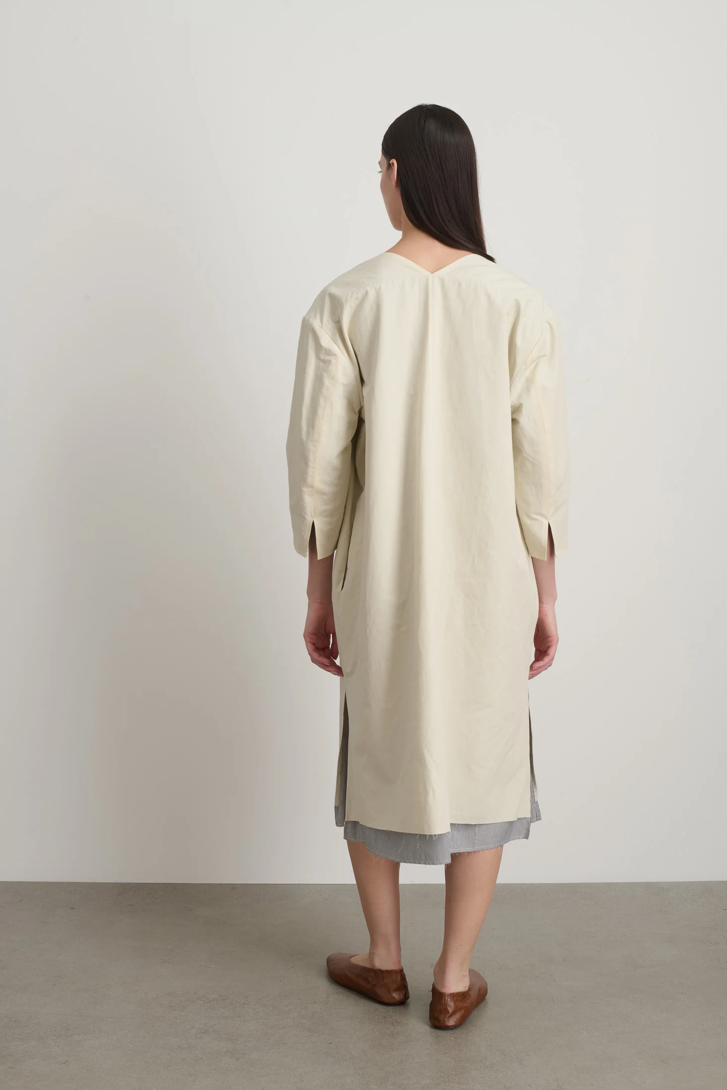 Vee Shift Dress Black White Stripe - Image 3