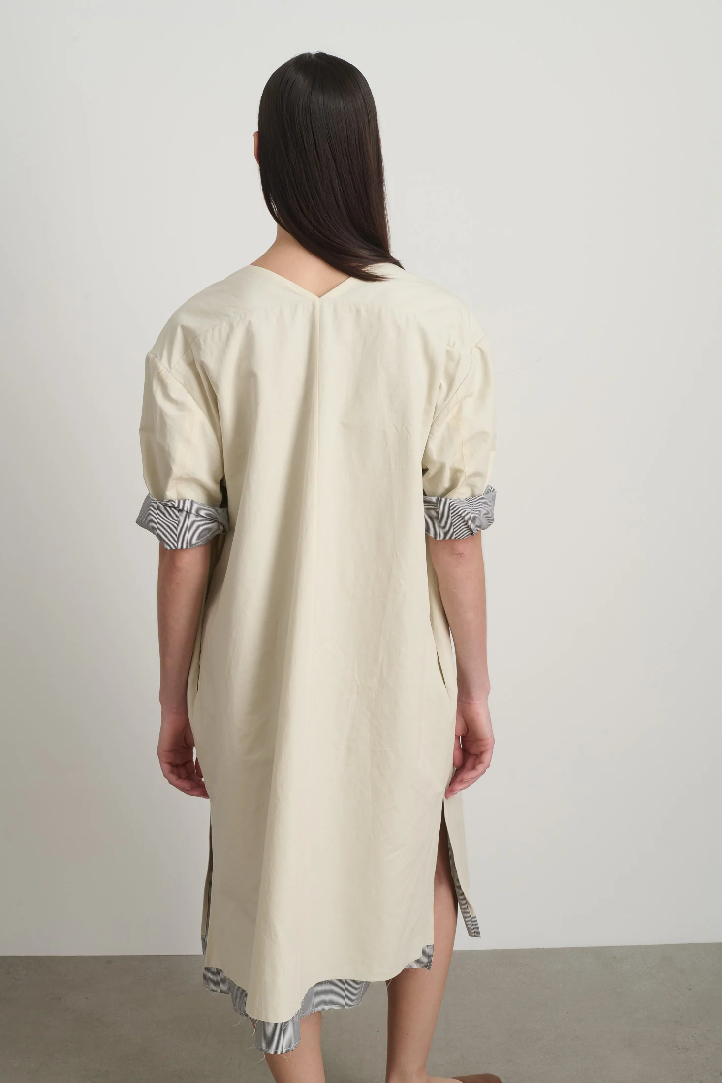 Vee Shift Dress Black White Stripe - Image 6