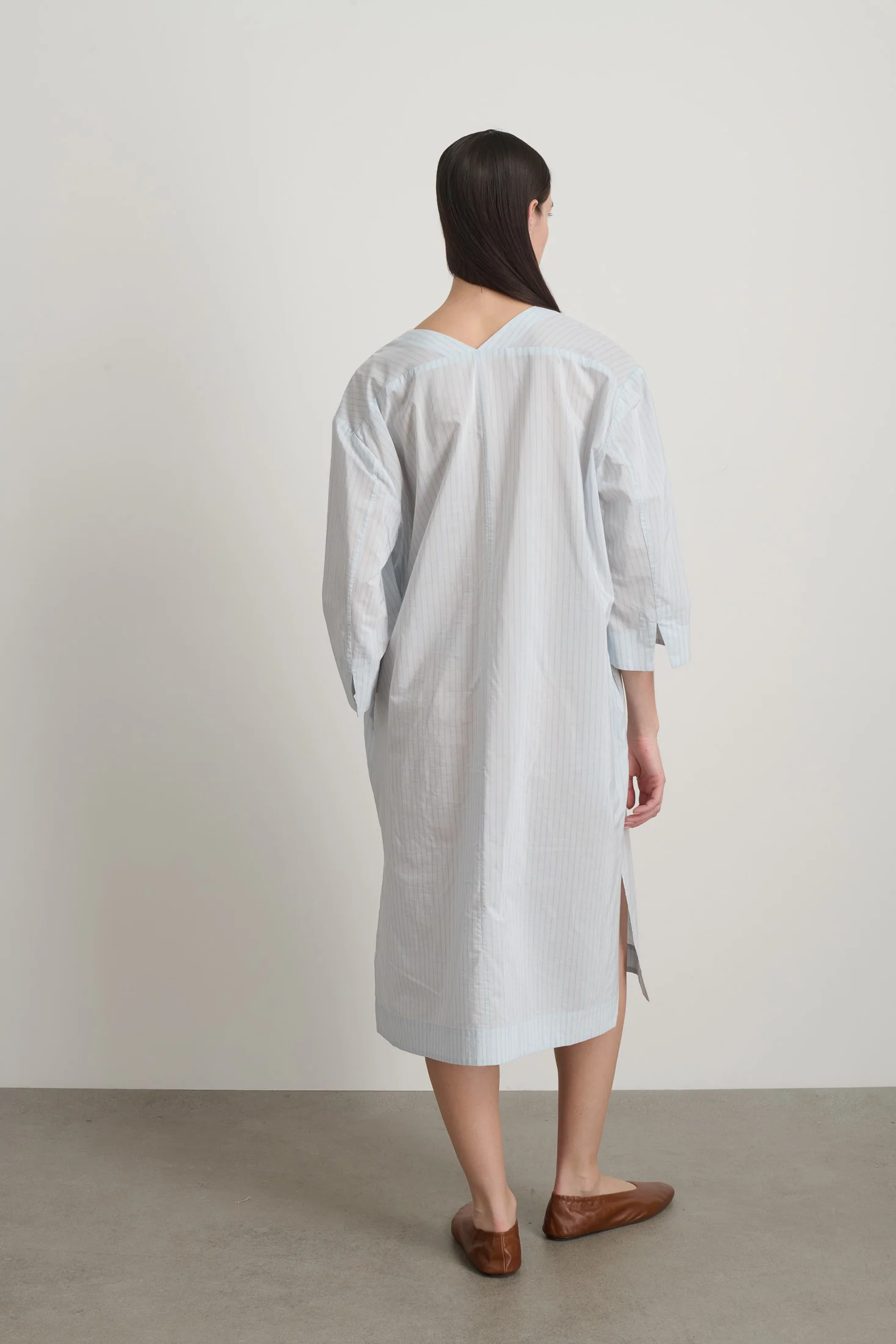 Vee Shift Dress Light Blue Stripe - Image 3